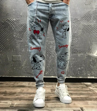 JEANS - HAMEN - DIPINTO A MANO - ART. SNOOPY LOVE