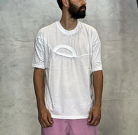 T-SHIRT DOPPIO COLLO OVERSIZE - DAMN STUDIOS - ART. DAMN9 - COL. BIANCO