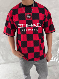 T-SHIRT SCACCHI VINTAGE - HAMEN - ART. MANCHESTER CITY - COL. ROSSO / NERO
