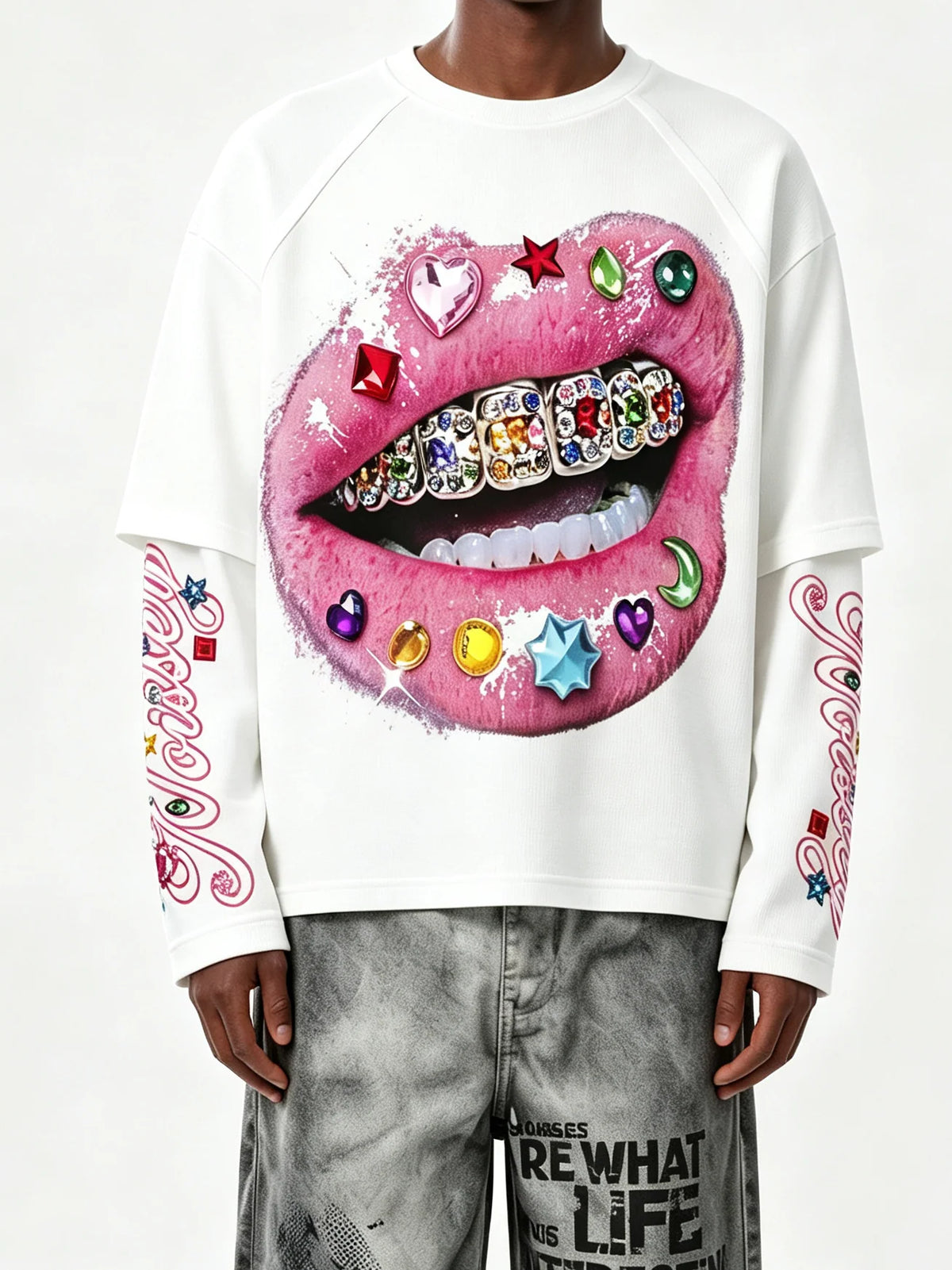 T-SHIRT NOISSEY LONG SLEEVE BOCCA PINK STRASS