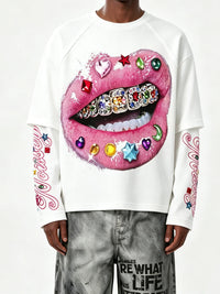 T-SHIRT NOISSEY LONG SLEEVE BOCCA PINK STRASS