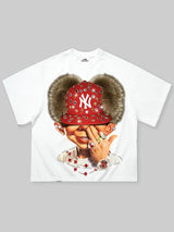 T-SHIRT BOXY  OVERSIZE  STAMPA BAD BOY & RED DIAMOND BEANIE  - NOISSEY