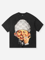 T-SHIRT OVERSIZE CON STAMPA BAD BOY HEADBAND PEARL NERO  - NOISSEY