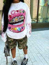 T-SHIRT NOISSEY LONG SLEEVE BOCCA PINK STRASS