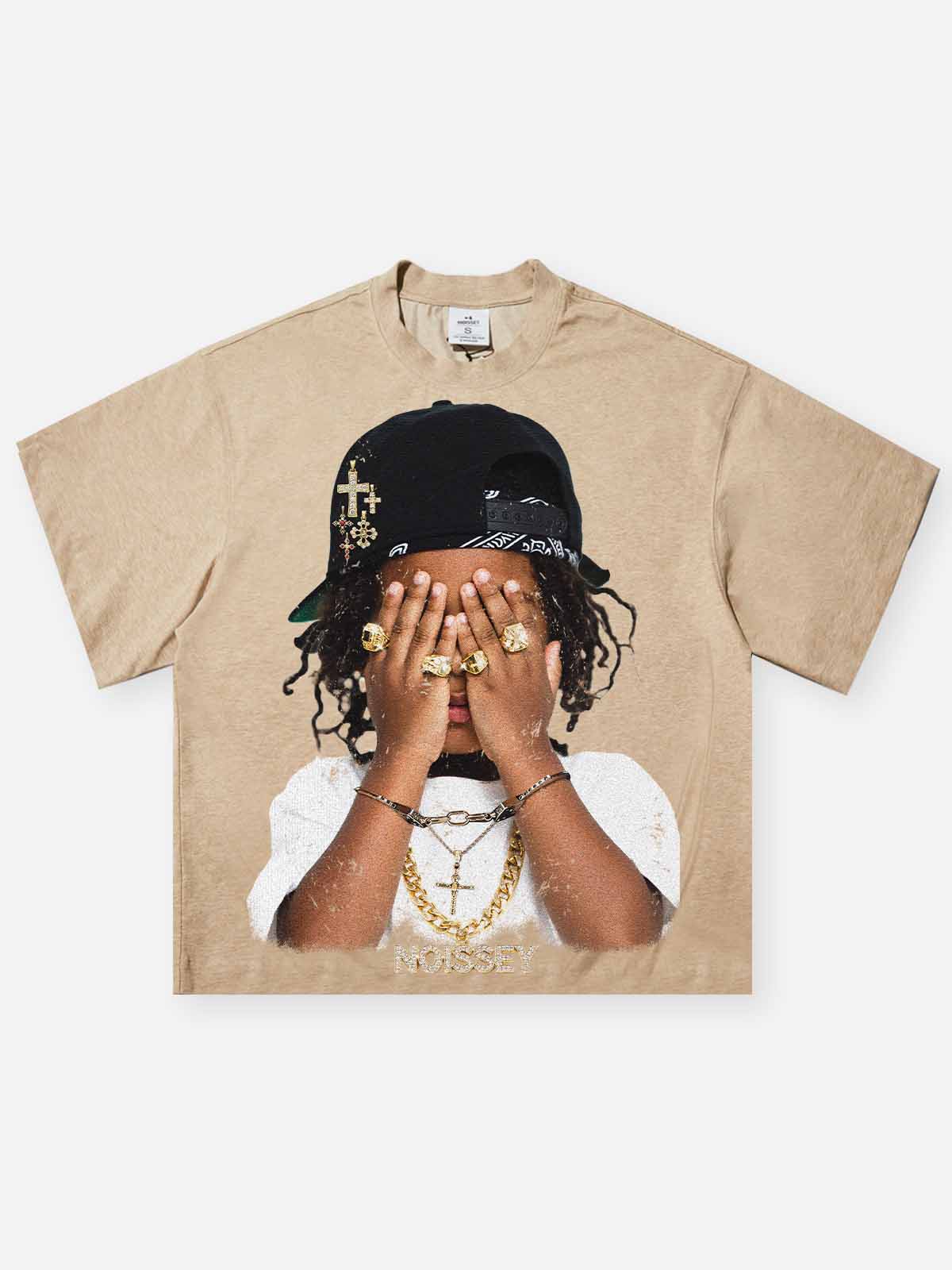 T-SHIRT NOISSEY SABBIA  BOXYFIT OVERSIZE ART HIP HOP KID