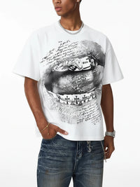 T-SHIRT NOISSEY WHITE BOXYFIT OVERSIZE ART BIBLE LIP