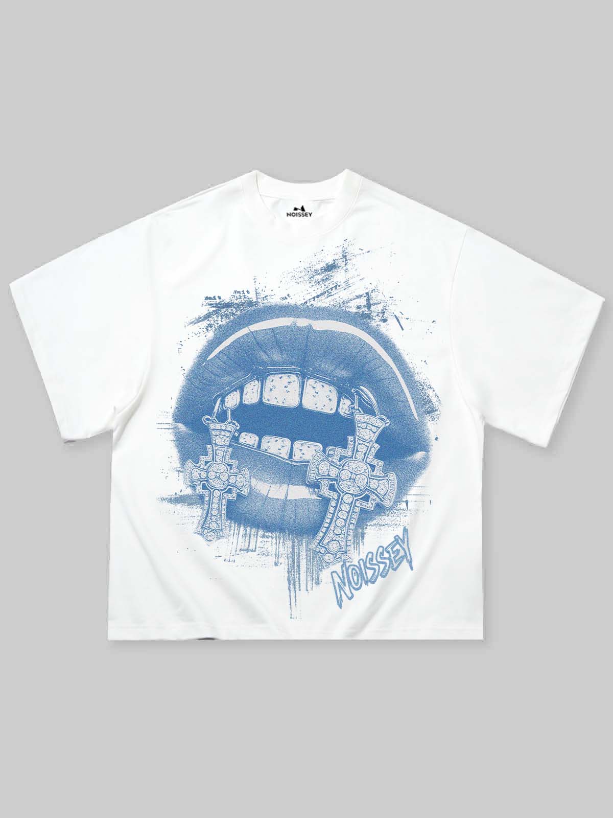 T-SHIRT NOISSEY BOXYFIT OVERSIZE BIANCA ART BOCCA BLUE