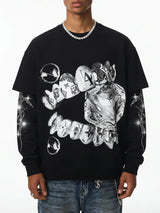 T-SHIRT NOISSEY LONG SLEEVE  DOPPIA MAGLIA ART BOCCA DIAMANTE