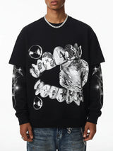 T-SHIRT NOISSEY LONG SLEEVE  DOPPIA MAGLIA ART BOCCA DIAMANTE