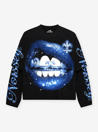 T-SHIRT LONG SLEEVE BLACK ART BLUE BOCCA