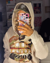 FELPA CON CAPPUCCIO ZIP STAMPA  - NOISSEY