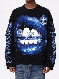 T-SHIRT LONG SLEEVE BLACK ART BLUE BOCCA