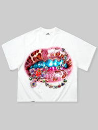 T-SHIRT NOISSEY  WHITE BOXYFIT OVERSIZE ART LEOPARD PINK