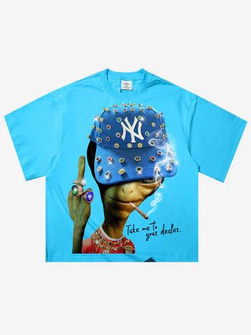 T-SHIRT  BLUE OVERSIZE  TAKE ME TO YUOUR DEALER   -  NOISSEY