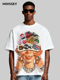 T-SHIRT NOISSEY BAD BOY CAP PRINT BOXY OVERSIZED BIANCA ART CAP SPILLE