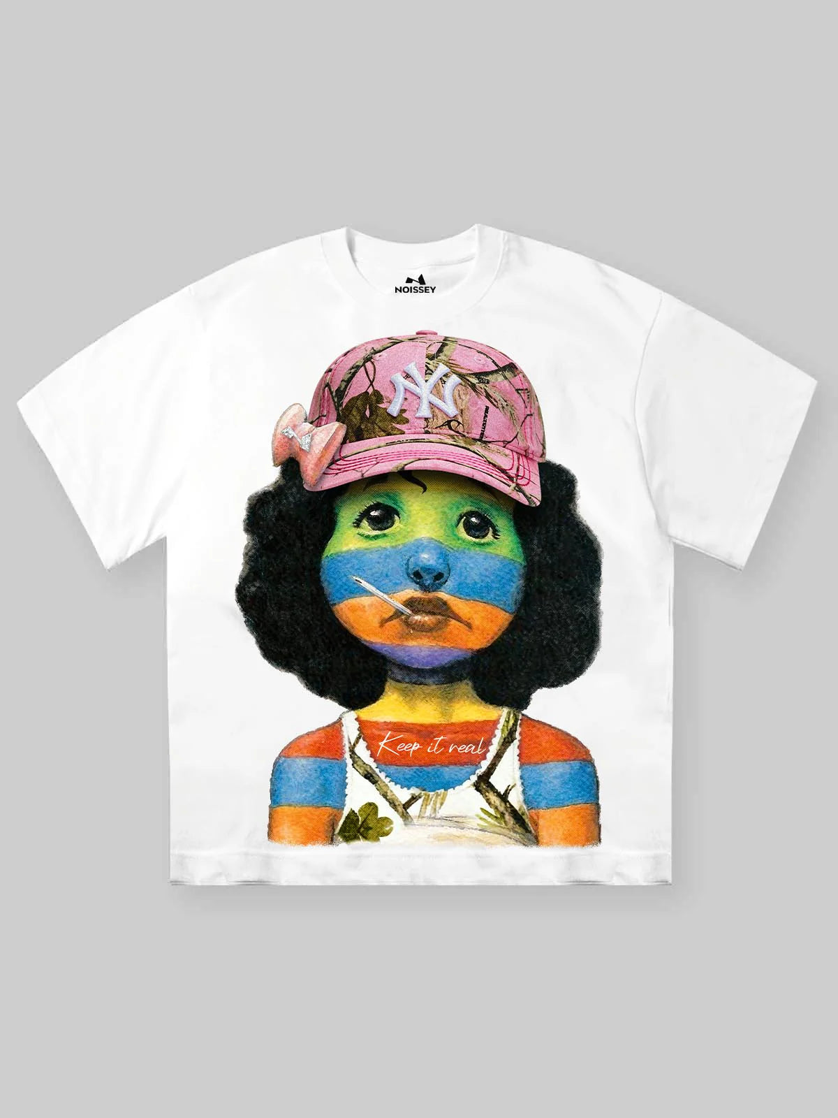 T-SHIRT NOISSEY WHITE OVERSIZE ART BIMBA A RIGHE