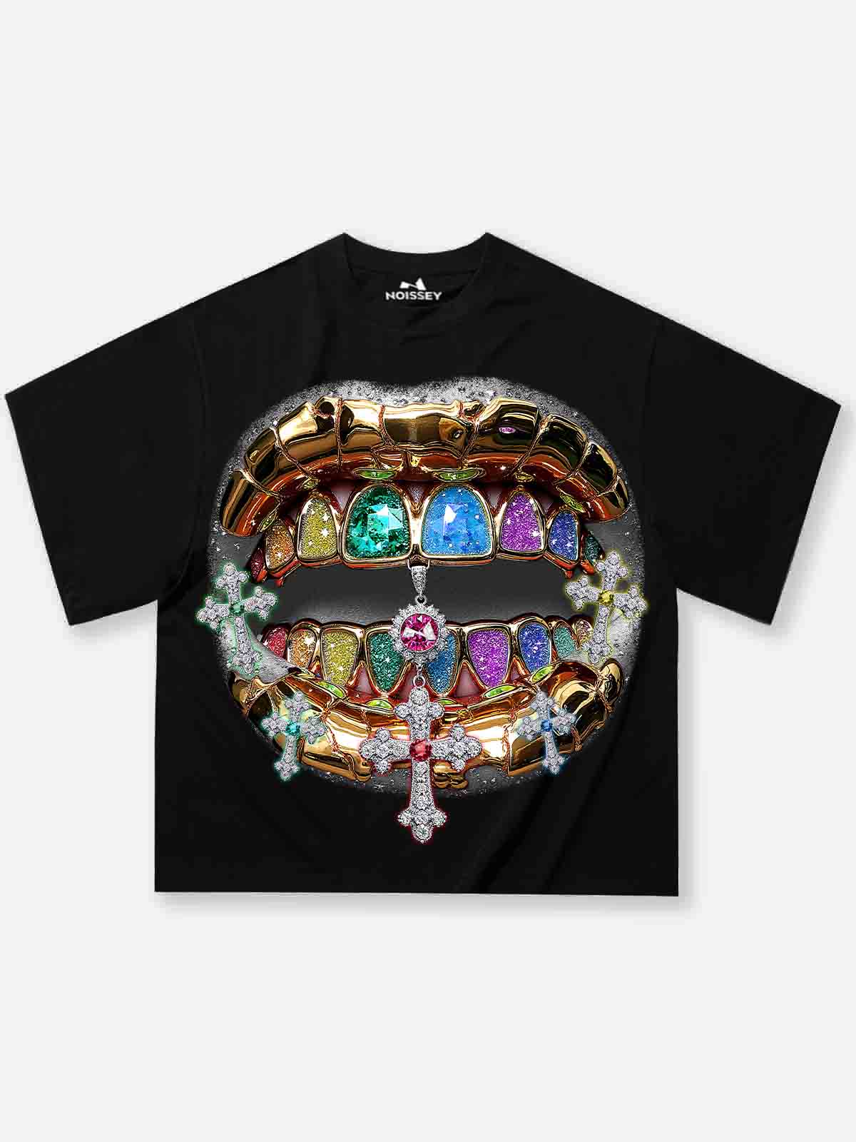T-SHIRT NOISSEY  BLACK BOXYFIT OVERSIZE ART BOCCA DIAMOND