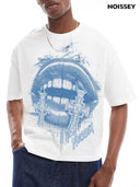 T-SHIRT NOISSEY BOXYFIT OVERSIZE BIANCA ART BOCCA BLUE