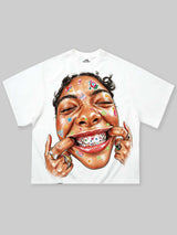 T-SHIRT NOISSEY WHITE BOXYFIT OVERSIZE ART COLORFUL SMILEY