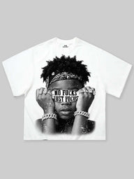 T-SHIRT NOISSEY BOXYFIT OVERSIZE BIANCA ART NO FUCKS JUST FOCUS