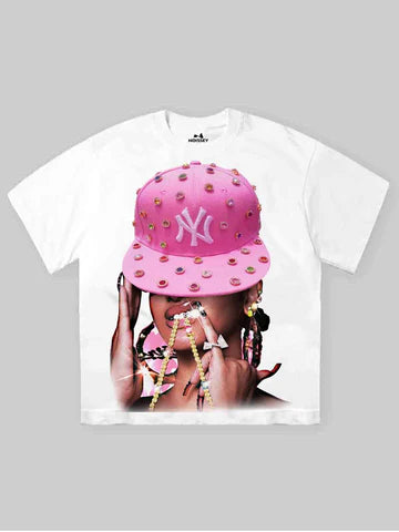 T-SHIRT  STAMPA PINK DIAMOND HAT GIRL   -  NOISSEY