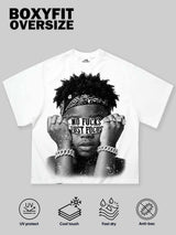 T-SHIRT NOISSEY BOXYFIT OVERSIZE BIANCA ART NO FUCKS JUST FOCUS