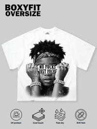 T-SHIRT NOISSEY BOXYFIT OVERSIZE BIANCA ART NO FUCKS JUST FOCUS