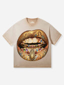 T-SHIRT NOISSEY SABBIA  BOXYFIT OVERSIZE ART BOCCA MEDIEVAL