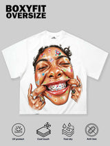 T-SHIRT NOISSEY WHITE BOXYFIT OVERSIZE ART COLORFUL SMILEY