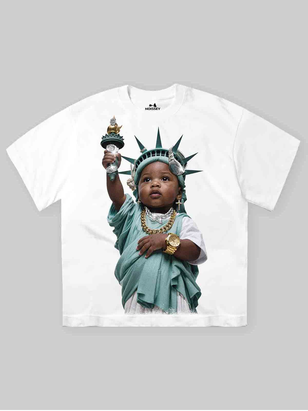 T-SHIRT NOISSEY WHITE OVERSIZE ART STATUE OF LIBERTY KID
