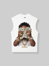 T-SHIRT CANOTTA NOISSEY WHITE ART BABY VINTAGE DOLLARI