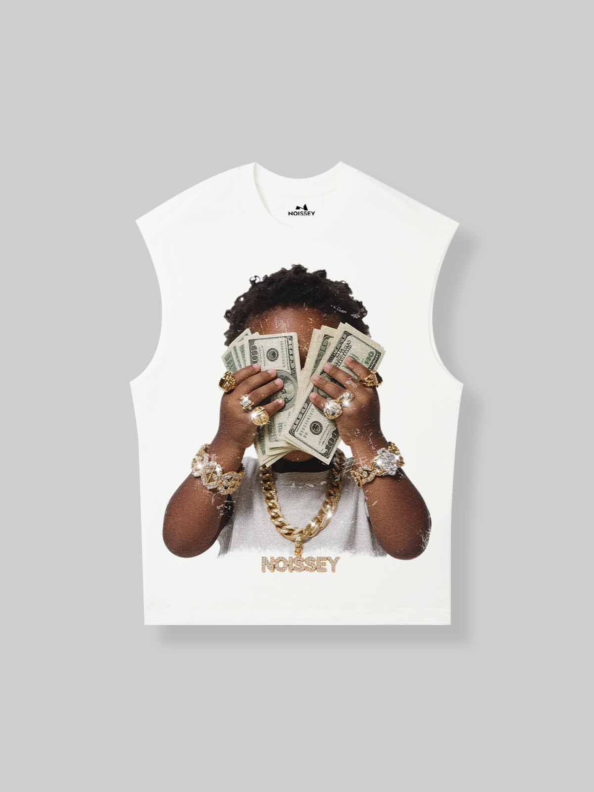 T-SHIRT CANOTTA NOISSEY WHITE ART BABY VINTAGE DOLLARI