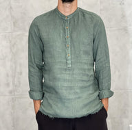 CAMICIA POLOCOREANA LINO - BL.11 - ART. 20208273 - COL. VERDE