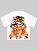 T-SHIRT NOISSEY BAD BOY CAP PRINT BOXY OVERSIZED BIANCA ART CAP SPILLE