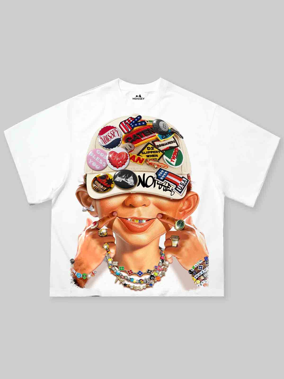 T-SHIRT NOISSEY BAD BOY CAP PRINT BOXY OVERSIZED BIANCA ART CAP SPILLE