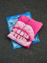 FELPA  PINK CON CAPPUCCIO ZIP STAMPA. "LEATHER CAT'S EYE"   - NOISSEY