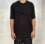 T-SHIRT DOPPIO COLLO OVERSIZE - DAMN STUDIOS -  ART. DAMN9 - COL. NERO