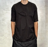 T-SHIRT DOPPIO COLLO OVERSIZE - DAMN STUDIOS -  ART. DAMN9 - COL. NERO