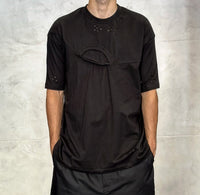 T-SHIRT DOPPIO COLLO OVERSIZE - DAMN STUDIOS -  ART. DAMN9 - COL. NERO