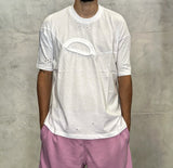 T-SHIRT DOPPIO COLLO OVERSIZE - DAMN STUDIOS -  ART. DAMN9 - COL. BIANCO