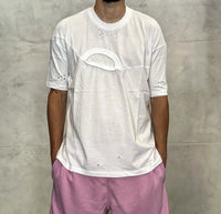 T-SHIRT DOPPIO COLLO OVERSIZE - DAMN STUDIOS -  ART. DAMN9 - COL. BIANCO