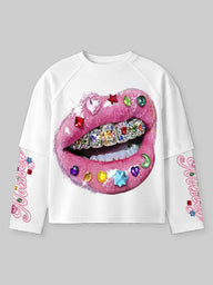 T-SHIRT NOISSEY LONG SLEEVE BOCCA PINK STRASS