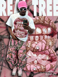 T-SHIRT NOISSEY  WHITE BOXYFIT OVERSIZE ART BOCCA PINK PEARL