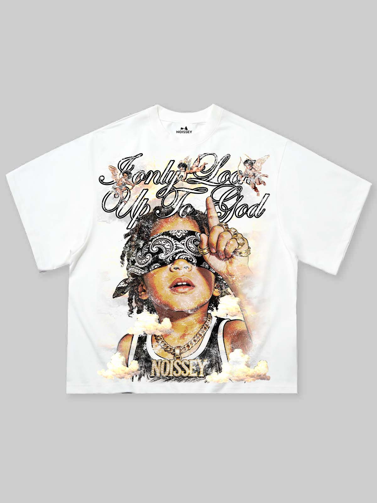 T-SHIRT NOISSEY BOXYFIT OVERSIZE BIANCA ART ONLY GOD