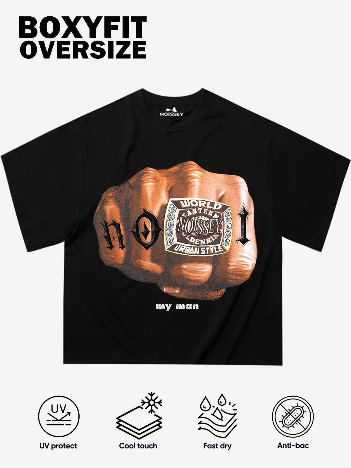 T-SHIRT NOISSEY  BLACK  BOXYFIT OVERSIZE ART DAP ME UP