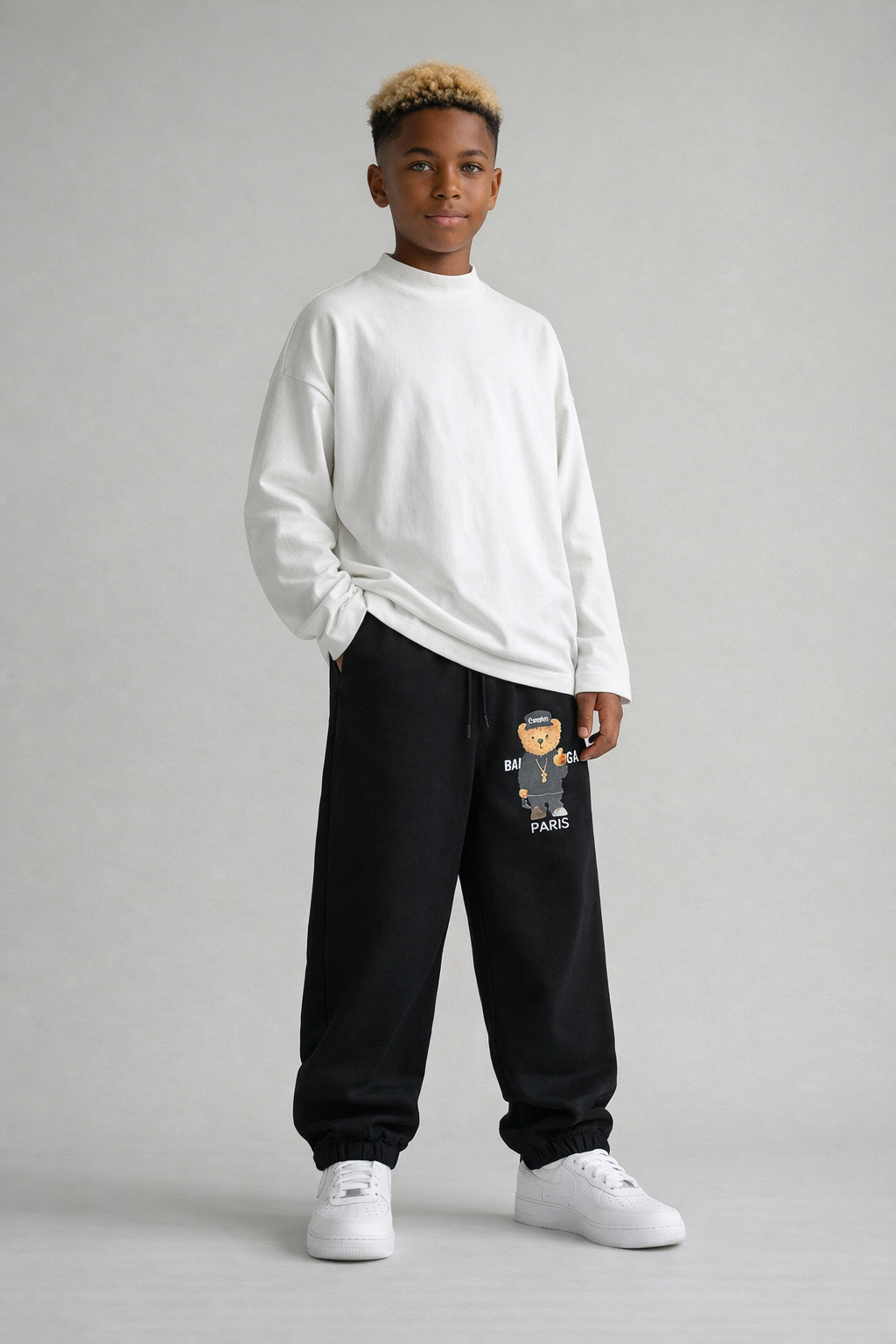 PANTALONE DI TUTA BAMBINO OVER  PIU' COLORI - STAMPA ORSO  - HAMEN - ART. ORSO