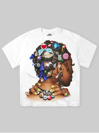 T-SHIRT NOISSEY OVERSIZE  WHITE  ART COLORFUL DIAMOND