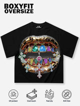T-SHIRT NOISSEY  BLACK BOXYFIT OVERSIZE ART BOCCA DIAMOND