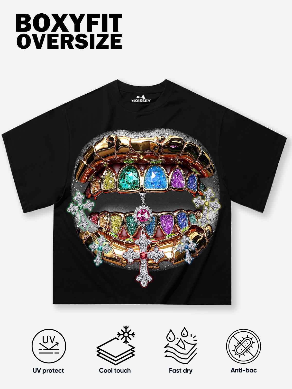 T-SHIRT NOISSEY  BLACK BOXYFIT OVERSIZE ART BOCCA DIAMOND