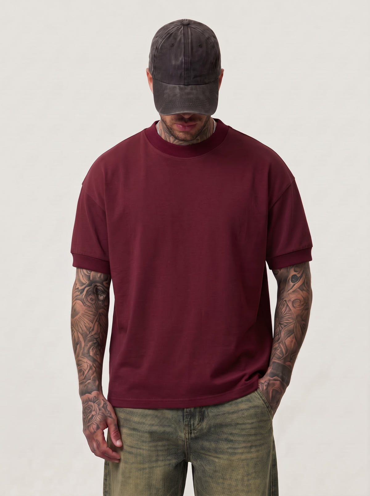 T-SHIRT NEW JOB BRAND BASICA CON POLSINO SULLA MANICA ART T692